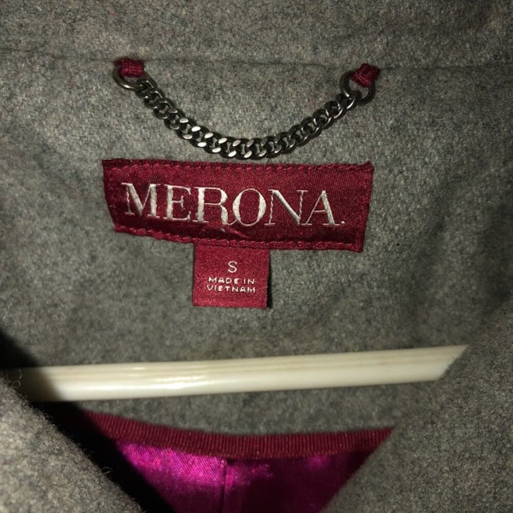 Merona Gray Pea Coat Timeless Elegance - Picture 2 of 5